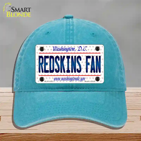 Redskins Fan Washington DC Novelty License Plate Hat Unconstructed Cotton / Lake Blue