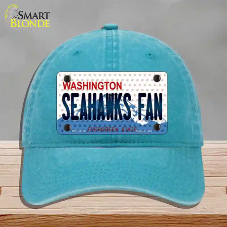 Seahawks Fan Washington Novelty License Plate Hat Unconstructed Cotton / Lake Blue