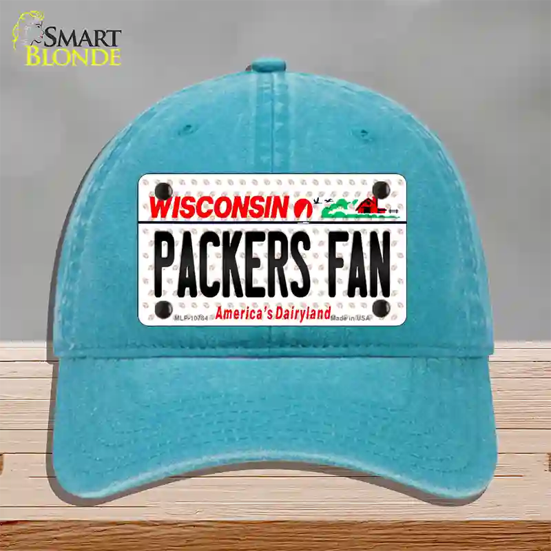 Packers Fan Wisconsin Novelty License Plate Hat Unconstructed Cotton / Lake Blue