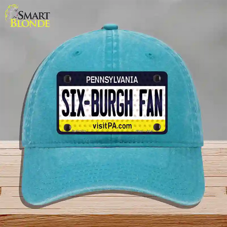 Six Burgh Fan Pennsylvania Novelty License Plate Hat Unconstructed Cotton / Lake Blue