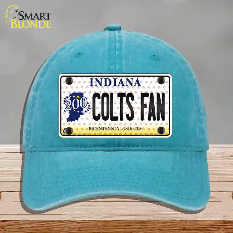 Colts Fan Bicentennial Indiana Novelty License Plate Hat Unconstructed Cotton / Lake Blue