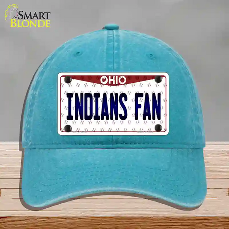 Indians Fan Ohio Novelty License Plate Hat Unconstructed Cotton / Lake Blue