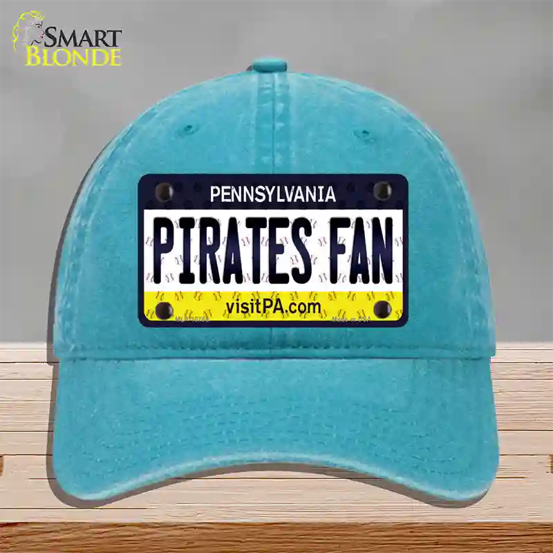 Pirates Fan Pennsylvania Novelty License Plate Hat Unconstructed Cotton / Lake Blue