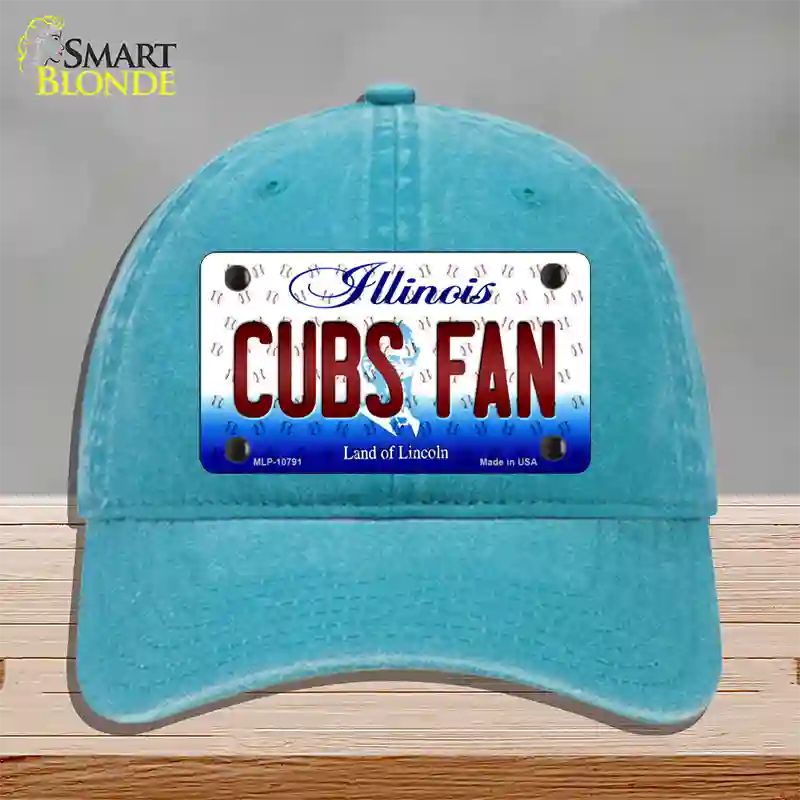 Cubs Fan Illinois Novelty License Plate Hat Unconstructed Cotton / Lake Blue