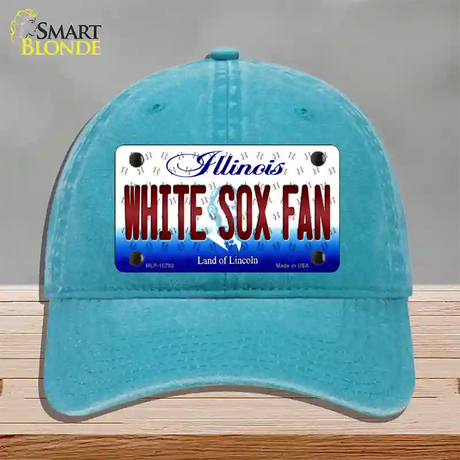 White Sox Fan Illinois Novelty License Plate Hat Unconstructed Cotton / Lake Blue