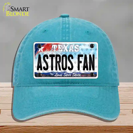 Astros Fan Texas Novelty License Plate Hat Unconstructed Cotton / Lake Blue