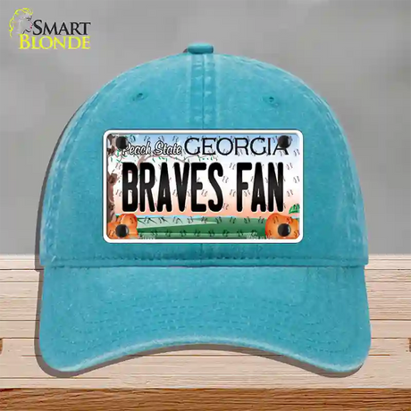 Braves Fan Georgia Novelty License Plate Hat Unconstructed Cotton / Lake Blue