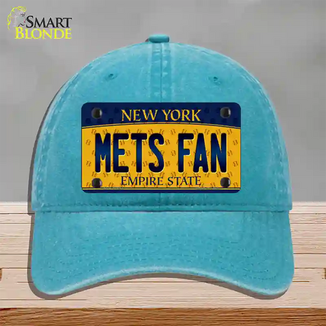 Mets Fan New York Novelty License Plate Hat Unconstructed Cotton / Lake Blue