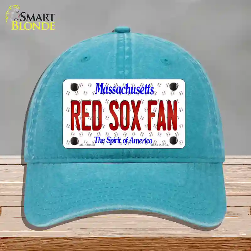 Red Sox Fan Massachusetts Novelty License Plate Hat Unconstructed Cotton / Lake Blue