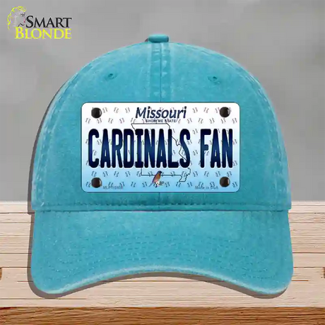 Cardinals Fan Missouri Novelty License Plate Hat Unconstructed Cotton / Lake Blue