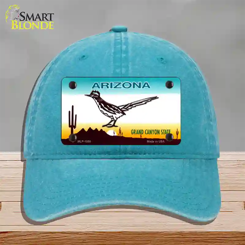 Roadrunner Arizona Novelty License Plate Hat Unconstructed Cotton / Lake Blue