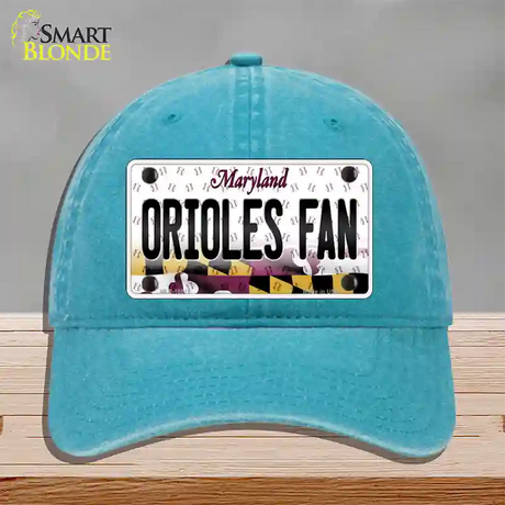 Orioles Fan Maryland Novelty License Plate Hat Unconstructed Cotton / Lake Blue