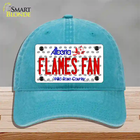 Flames Fan Alberta Novelty License Plate Hat Unconstructed Cotton / Lake Blue