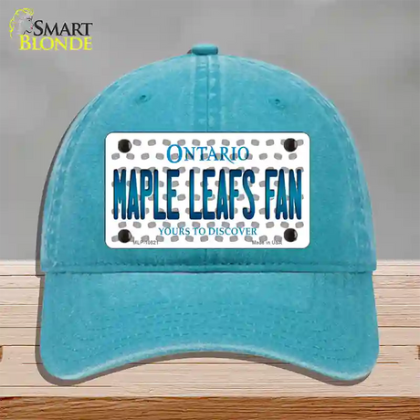 Maple Leafs Fan Ontario Novelty License Plate Hat Unconstructed Cotton / Lake Blue