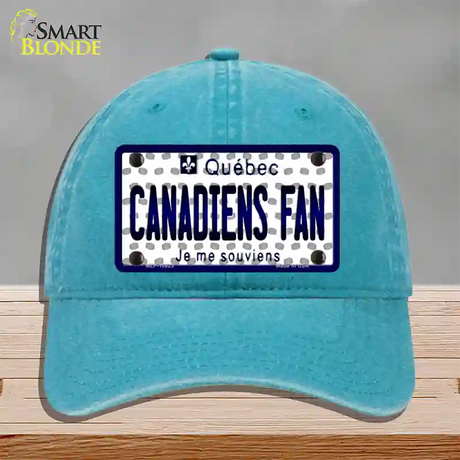 Canadiens Fan Quebec Novelty License Plate Hat Unconstructed Cotton / Lake Blue