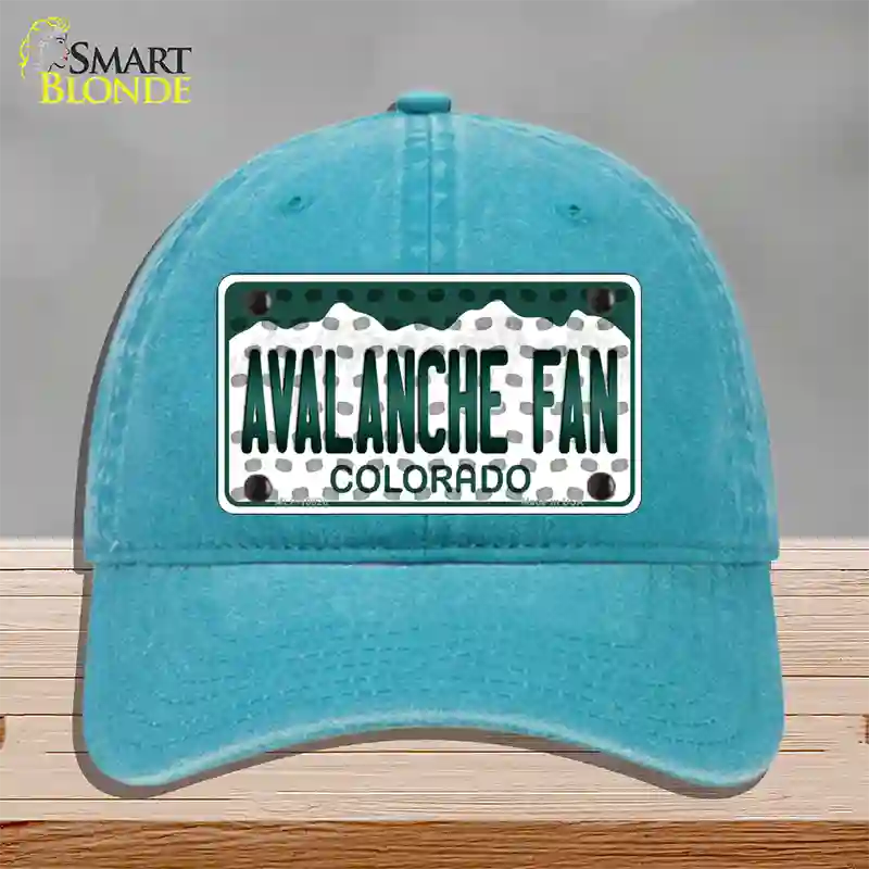 Avalanche Fan Colorado Novelty License Plate Hat Unconstructed Cotton / Lake Blue