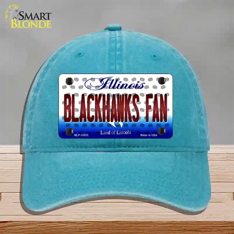 Blackhawks Fan Illinois Novelty License Plate Hat Unconstructed Cotton / Lake Blue