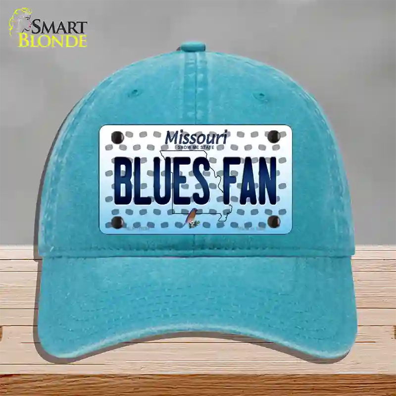 Blues Fan Missouri Novelty License Plate Hat Unconstructed Cotton / Lake Blue