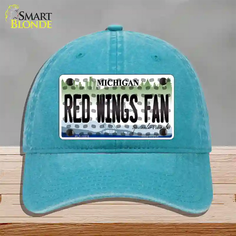 Red Wings Fan Michigan Novelty License Plate Hat Unconstructed Cotton / Lake Blue