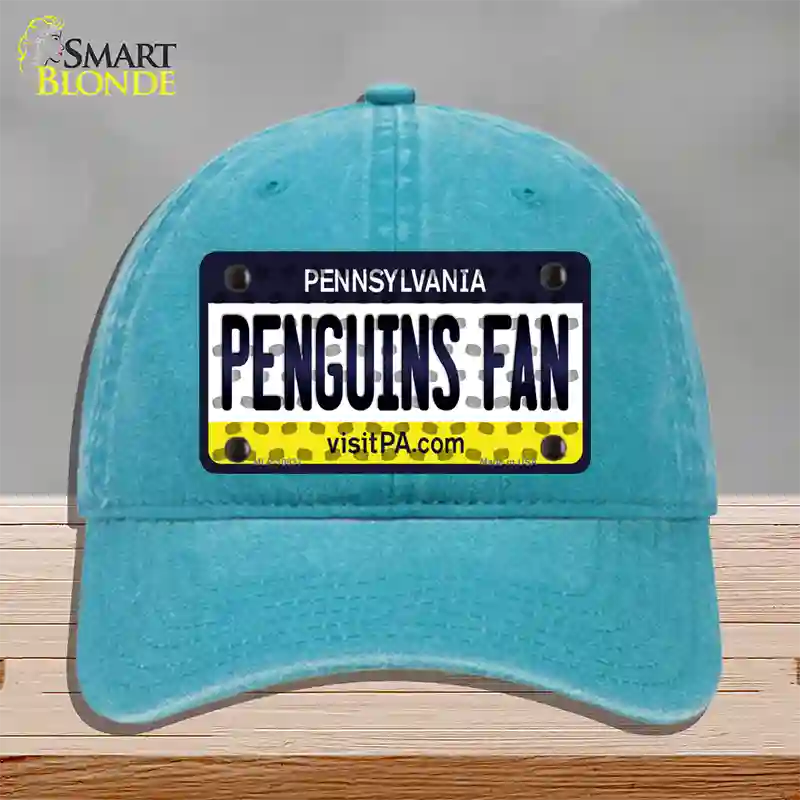 Penguins Fan Pennsylvania Novelty License Plate Hat Unconstructed Cotton / Lake Blue