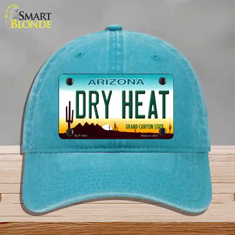 Dry Heat Arizona Novelty License Plate Hat Unconstructed Cotton / Lake Blue