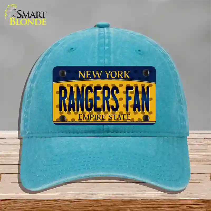 Rangers Fan New York Novelty License Plate Hat Unconstructed Cotton / Lake Blue