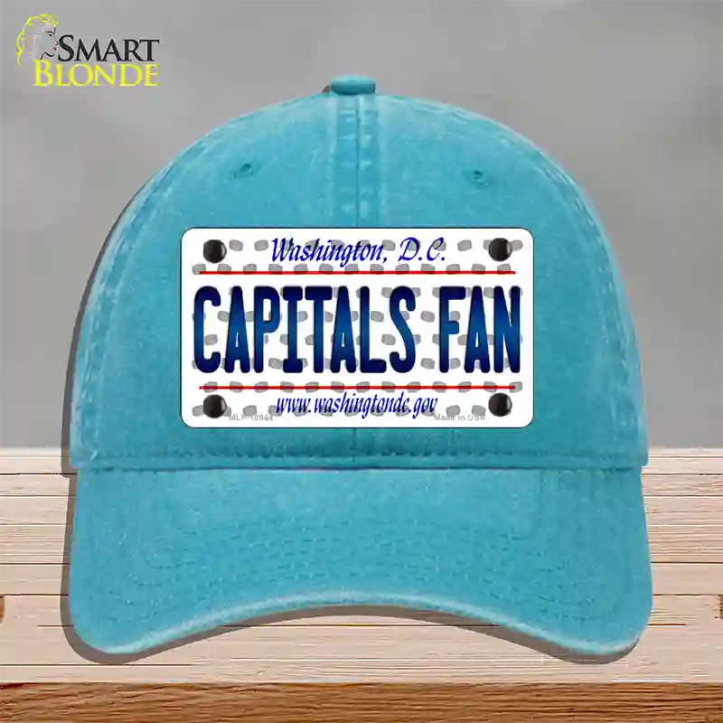 Capitals Fan Washington DC Novelty License Plate Hat Unconstructed Cotton / Lake Blue