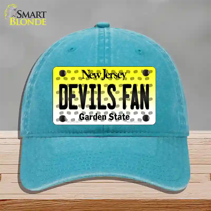 Devils Fan New Jersey Novelty License Plate Hat Unconstructed Cotton / Lake Blue