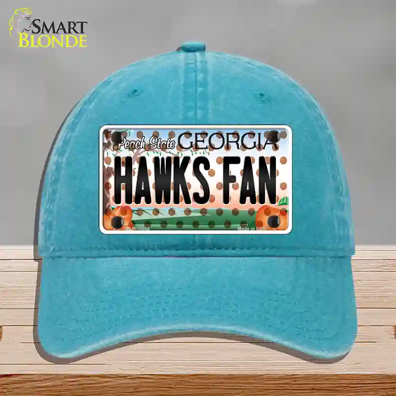 Hawks Fan Georgia Novelty License Plate Hat Unconstructed Cotton / Lake Blue