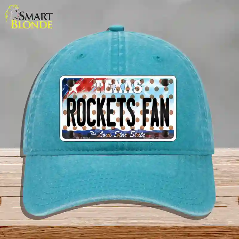 Rockets Fan Texas Novelty License Plate Hat Unconstructed Cotton / Lake Blue