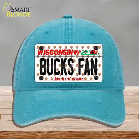 Bucks Fan Wisconsin Novelty License Plate Hat Unconstructed Cotton / Lake Blue