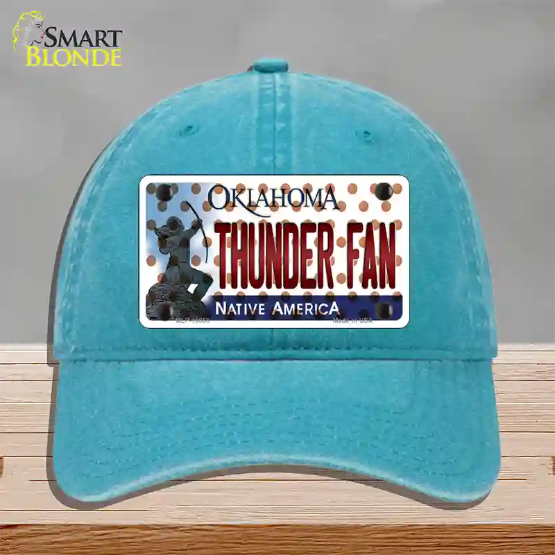 Thunder Fan Oklahoma Novelty License Plate Hat Unconstructed Cotton / Lake Blue