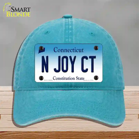 N Joy CT Connecticut Novelty License Plate Hat Unconstructed Cotton / Lake Blue