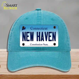 New Haven Connecticut Novelty License Plate Hat Unconstructed Cotton / Lake Blue