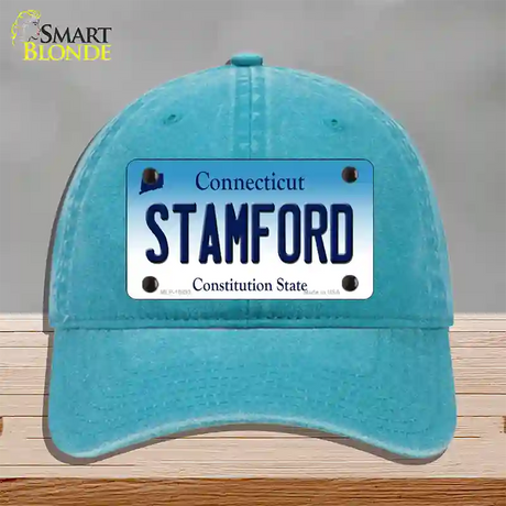 Stamford Connecticut Novelty License Plate Hat Unconstructed Cotton / Lake Blue