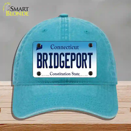 Bridgeport Connecticut Novelty License Plate Hat Unconstructed Cotton / Lake Blue