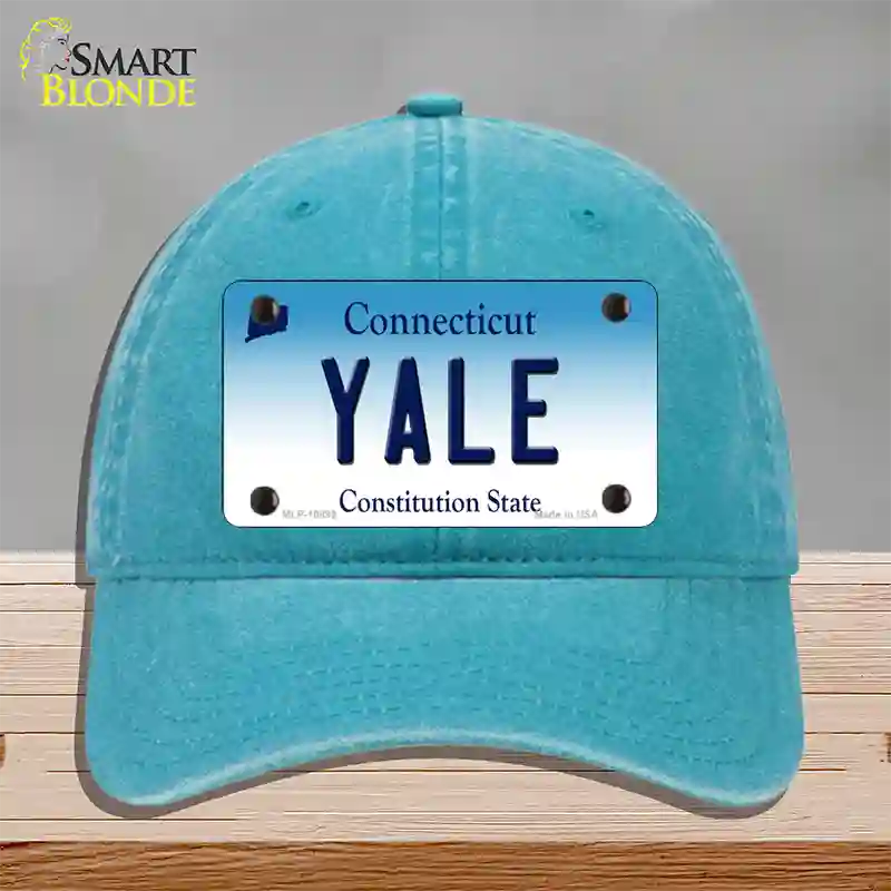 Yale Connecticut Novelty License Plate Hat Unconstructed Cotton / Lake Blue