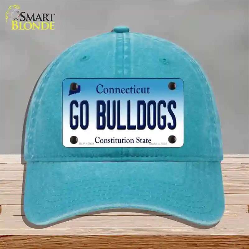 Go Bulldogs Connecticut Novelty License Plate Hat Unconstructed Cotton / Lake Blue