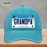 Grandpa Connecticut Novelty License Plate Hat Unconstructed Cotton / Lake Blue