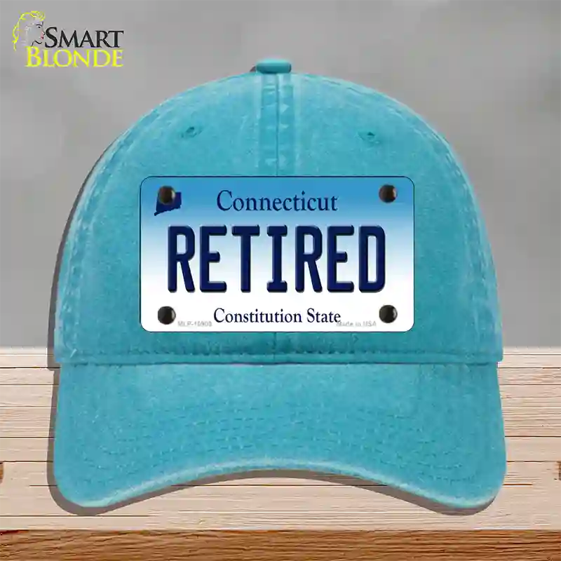 Retired Connecticut Novelty License Plate Hat Unconstructed Cotton / Lake Blue