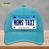 Moms Taxi Connecticut Novelty License Plate Hat Unconstructed Cotton / Lake Blue