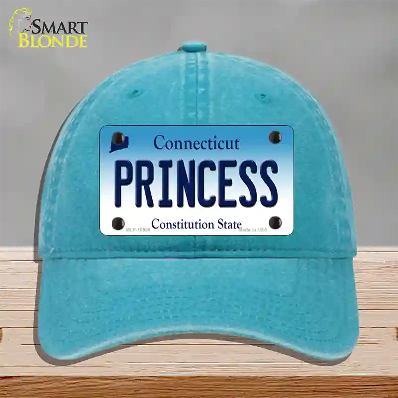 Princess Connecticut Novelty License Plate Hat Unconstructed Cotton / Lake Blue