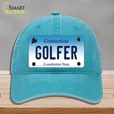 Golfer Connecticut Novelty License Plate Hat Unconstructed Cotton / Lake Blue