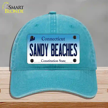 Sandy Beaches Connecticut Novelty License Plate Hat Unconstructed Cotton / Lake Blue