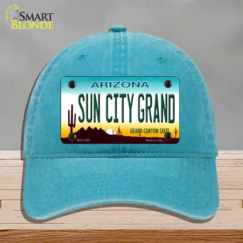 Sun City Grand Arizona Novelty License Plate Hat Unconstructed Cotton / Lake Blue