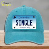 Single Connecticut Novelty License Plate Hat Unconstructed Cotton / Lake Blue