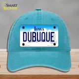 Dubuque Iowa Novelty License Plate Hat Unconstructed Cotton / Lake Blue