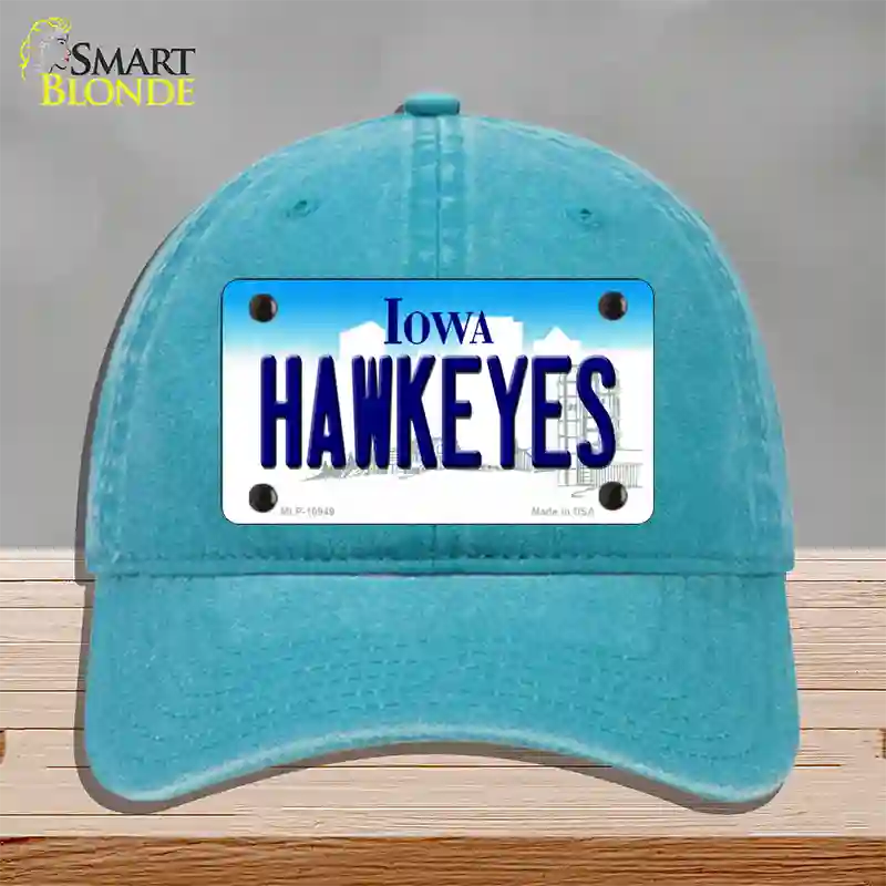 Hawkeyes Iowa Novelty License Plate Hat Unconstructed Cotton / Lake Blue