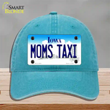 Moms Taxi Iowa Novelty License Plate Hat Unconstructed Cotton / Lake Blue