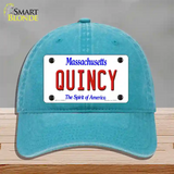 Quincy Massachusetts Novelty License Plate Hat Unconstructed Cotton / Lake Blue